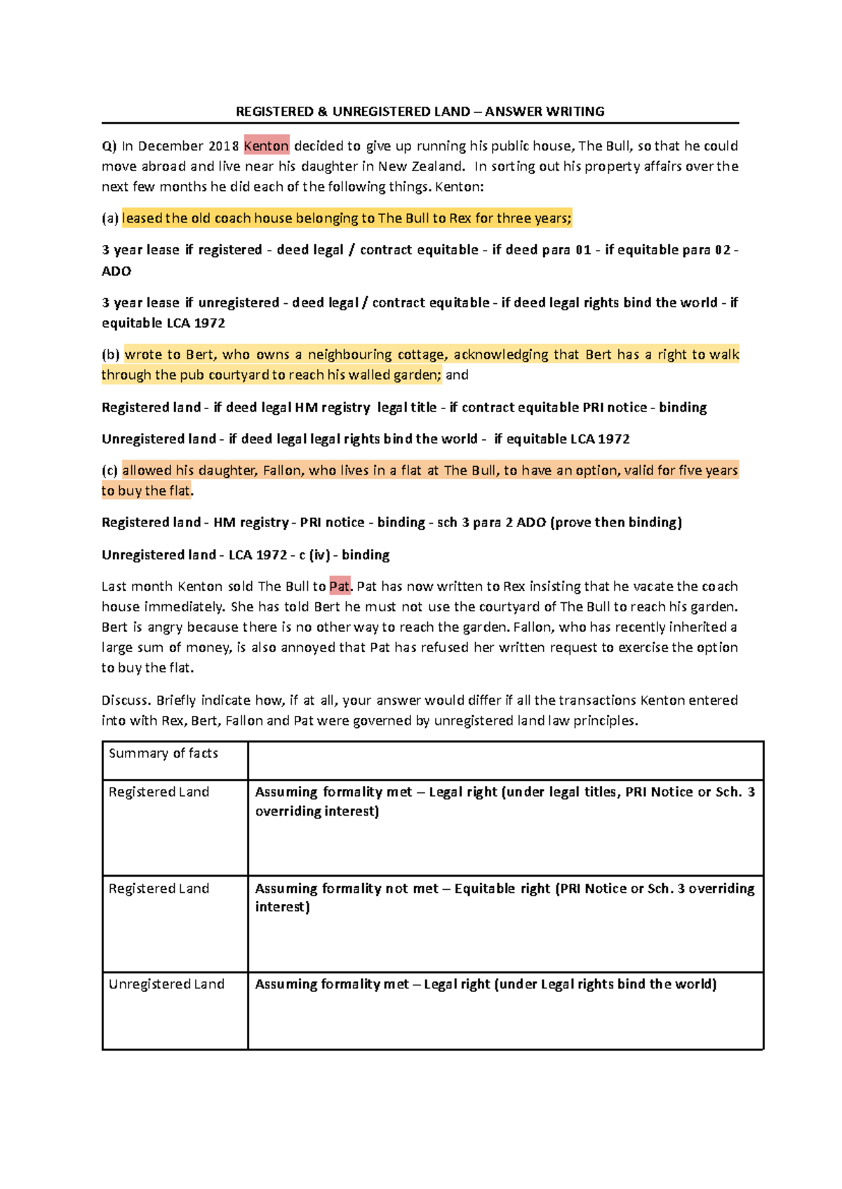 Property Law Analysis: Registered vs Unregistered Land Rights - Studocu