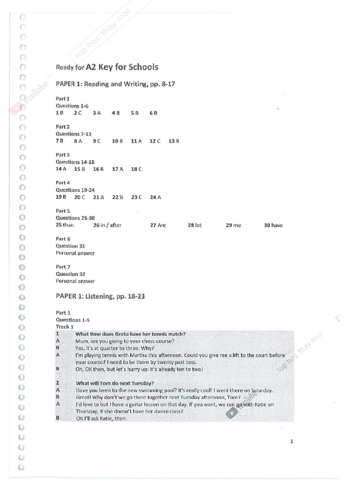 PRE A1 Starters Practice Tests - OXFORD Updated for 2018 - Studocu