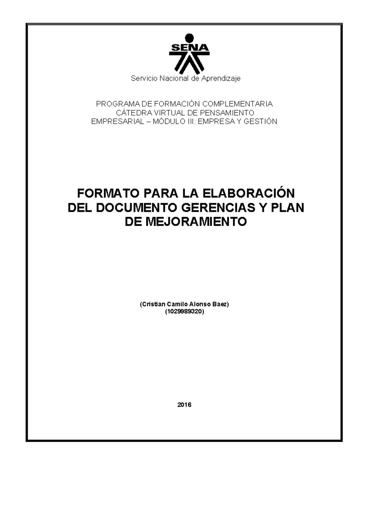 SENA 1029989320: Análisis de Gestión de Riesgo y Plan de Mejoramiento ...
