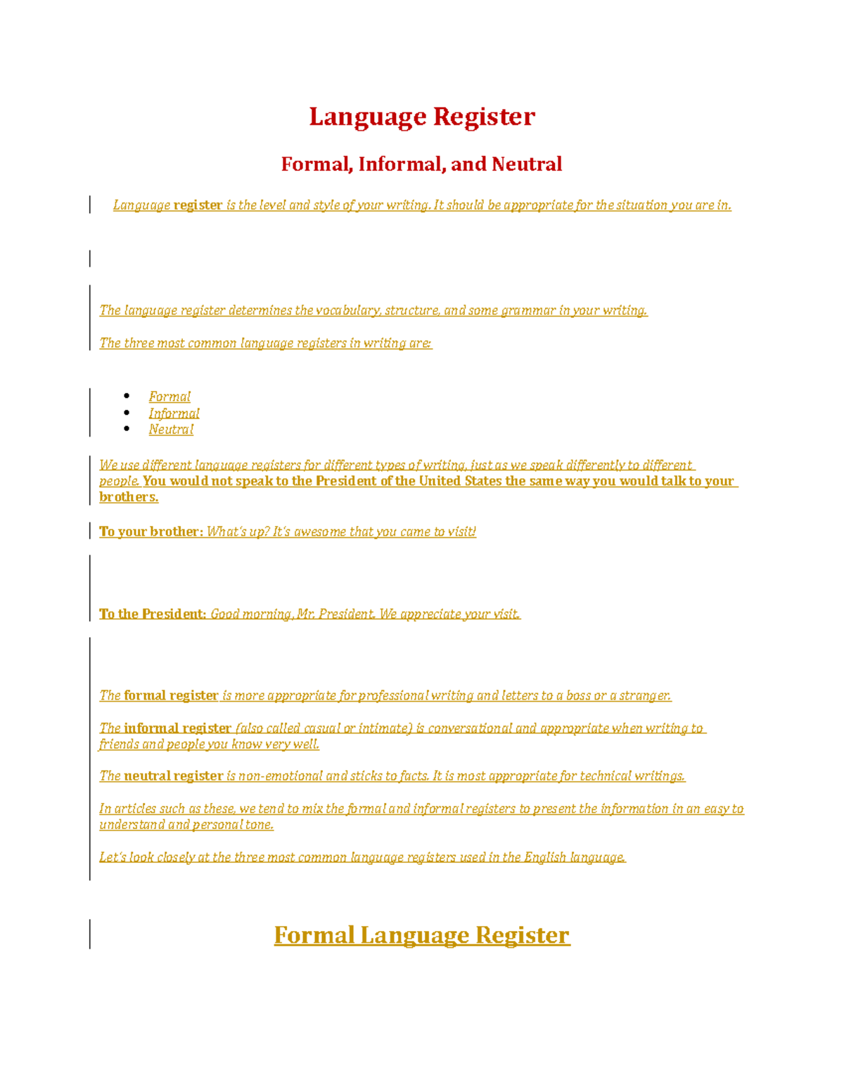 Language Registers: Formal, Informal, and Neutral Styles Explained ...