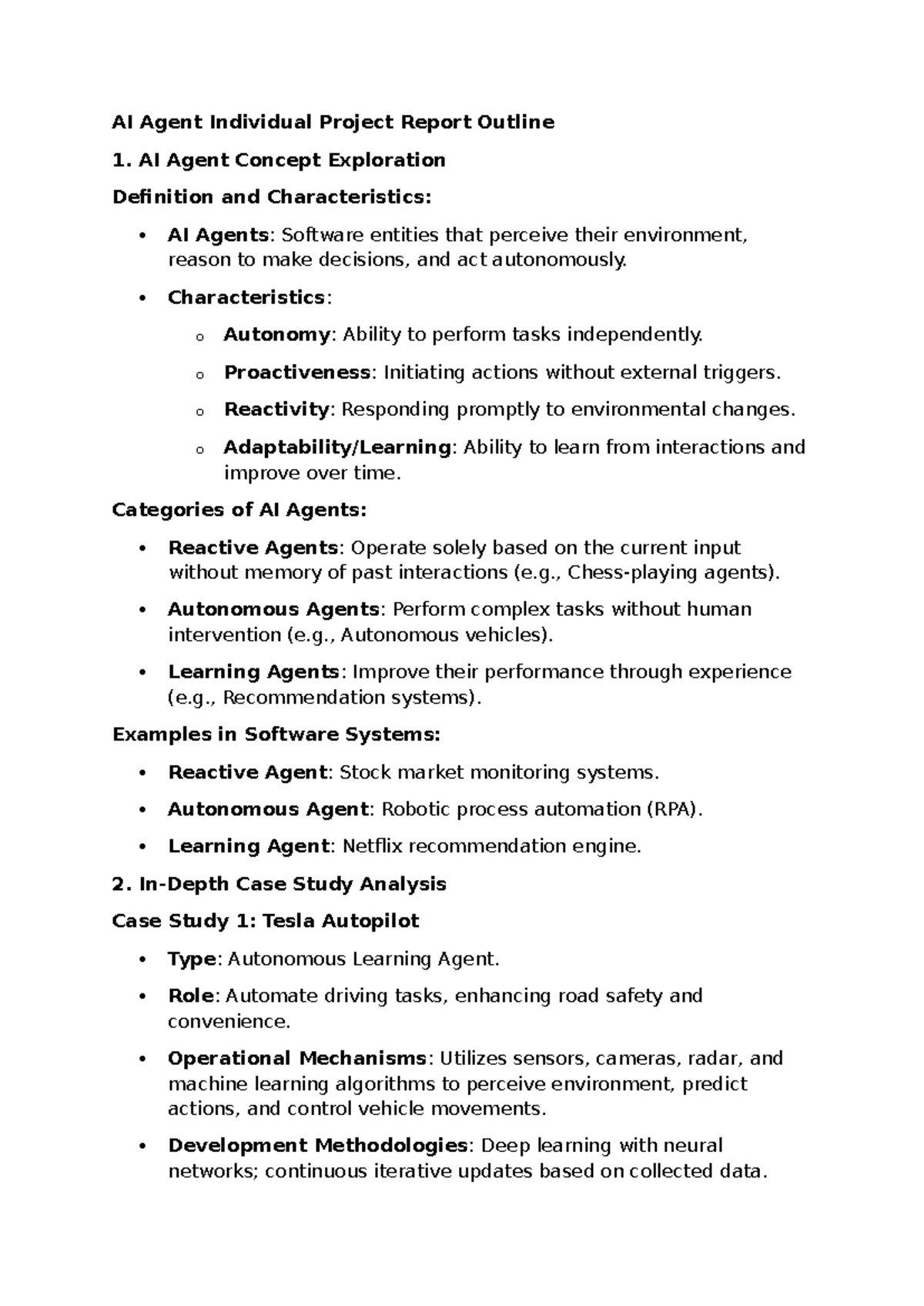 AI Agent Individual Project Report Outline - AI Agent Concept ...