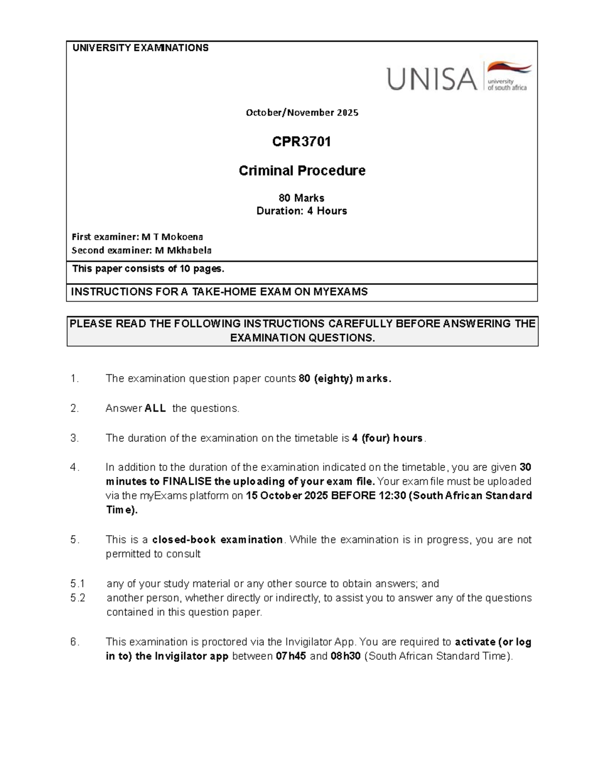CPR3701 2025 Final Exam: Criminal Procedure Guidelines and Questions ...
