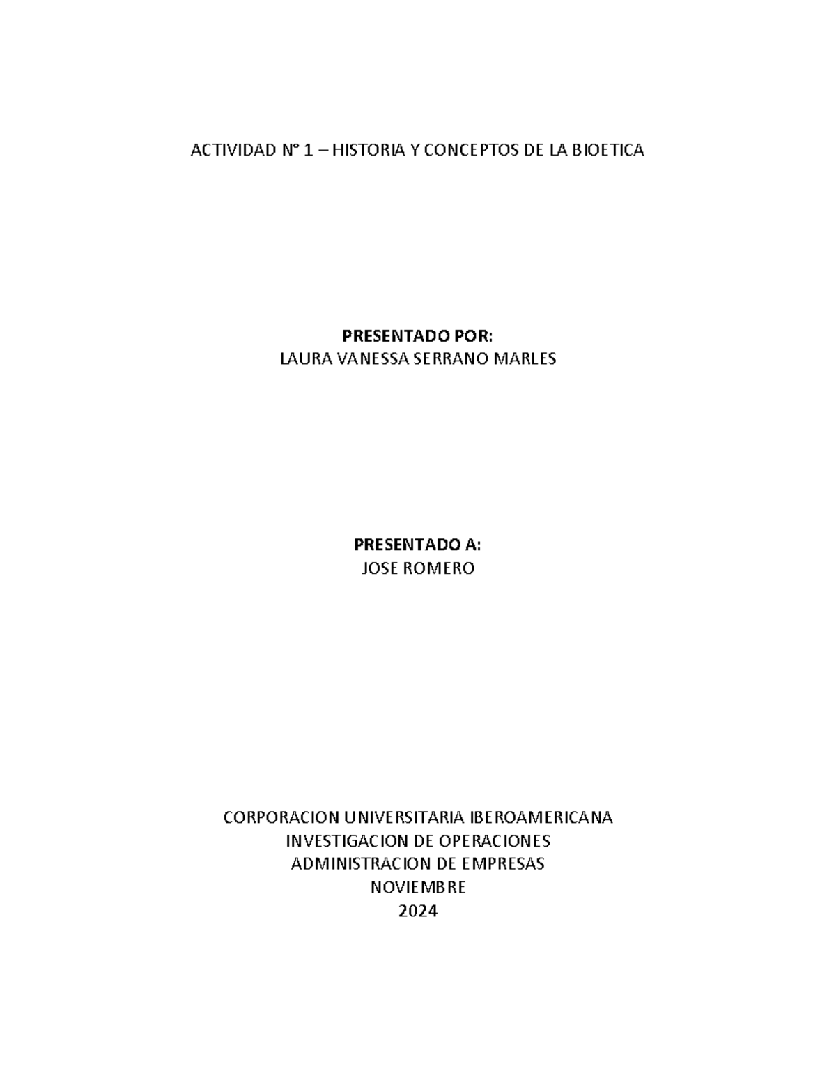 Actividad N°1 - Historia y Conceptos de Bioética en Administración - Document Preview