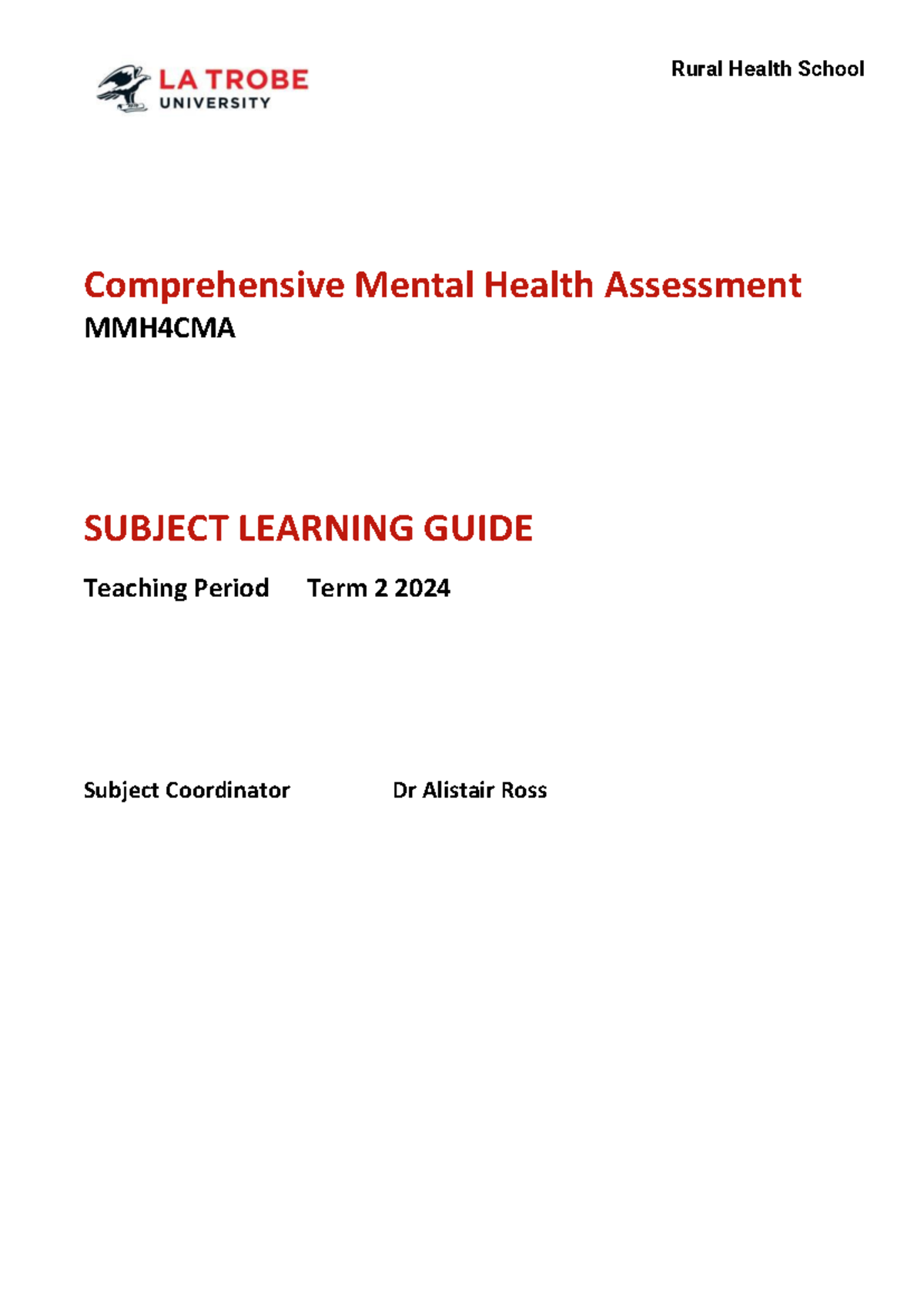 MMH4CMA Term 2 2024 - Summary of Comprehensive Mental Health Assessment ...