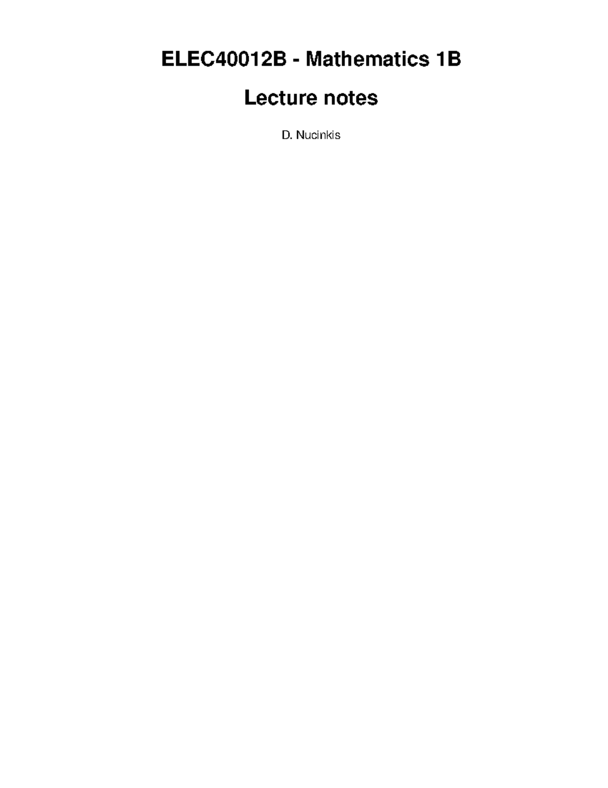 EE notes 202425 complete T1 - ELEC40012B - Mathematics 1B Lecture notes ...