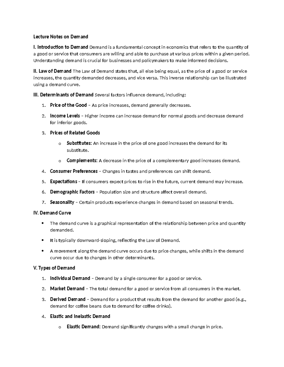 Lecture Notes on Demand - Introduction to Demand Demand is a ...