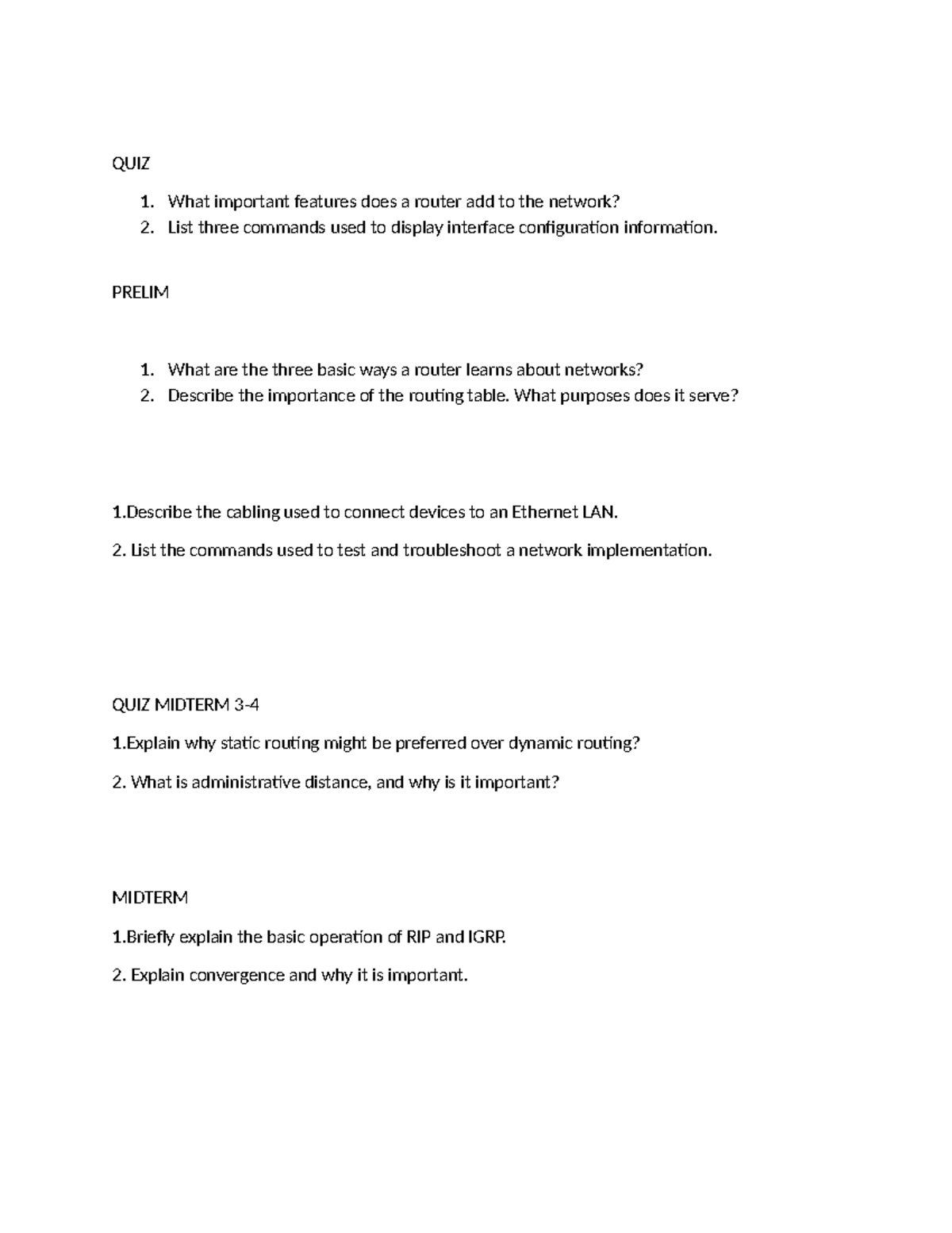 PL - EXAM: Key Concepts in Routing and Network Management - Studocu