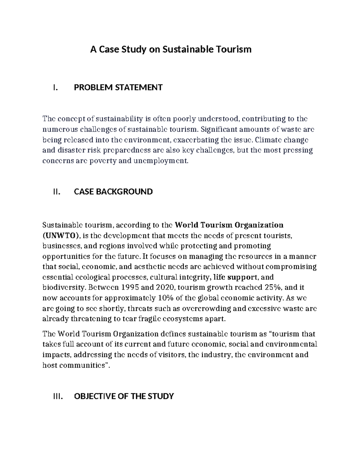 Case Study: Challenges and Solutions in Sustainable Tourism - Studocu
