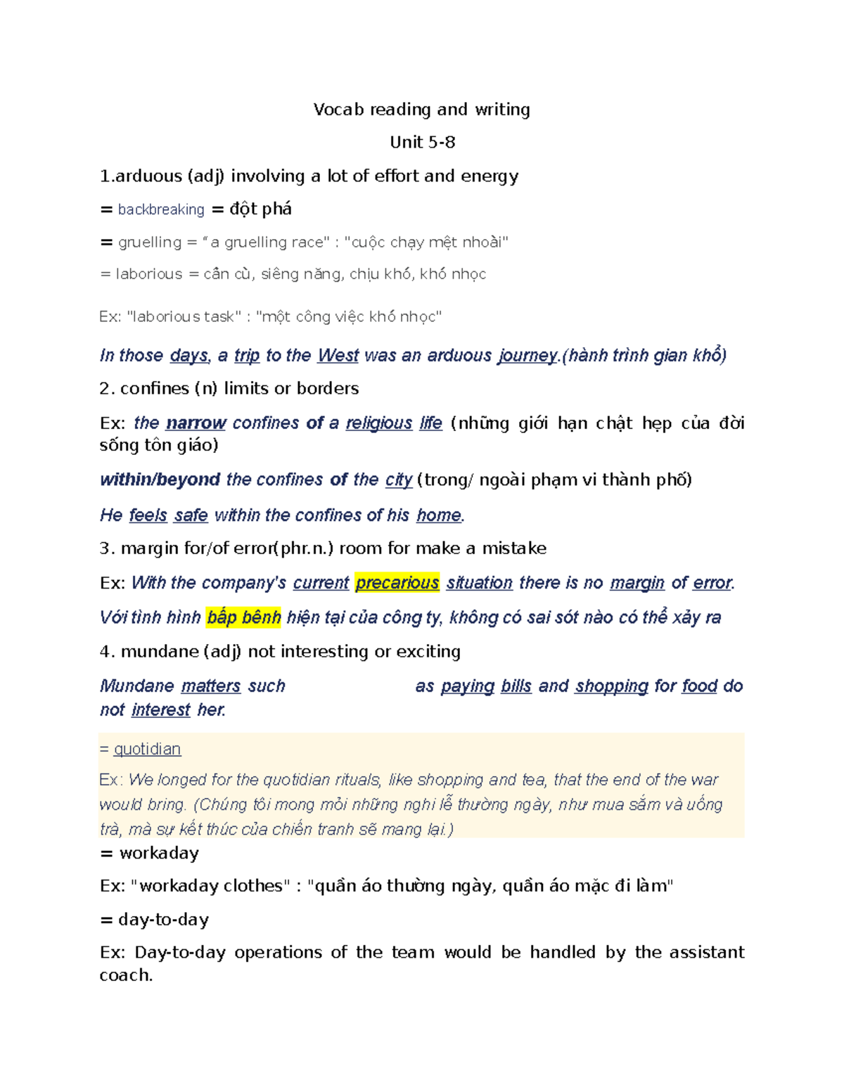Unit 5 Vocabulary: Reading & Writing Key Terms - Studocu