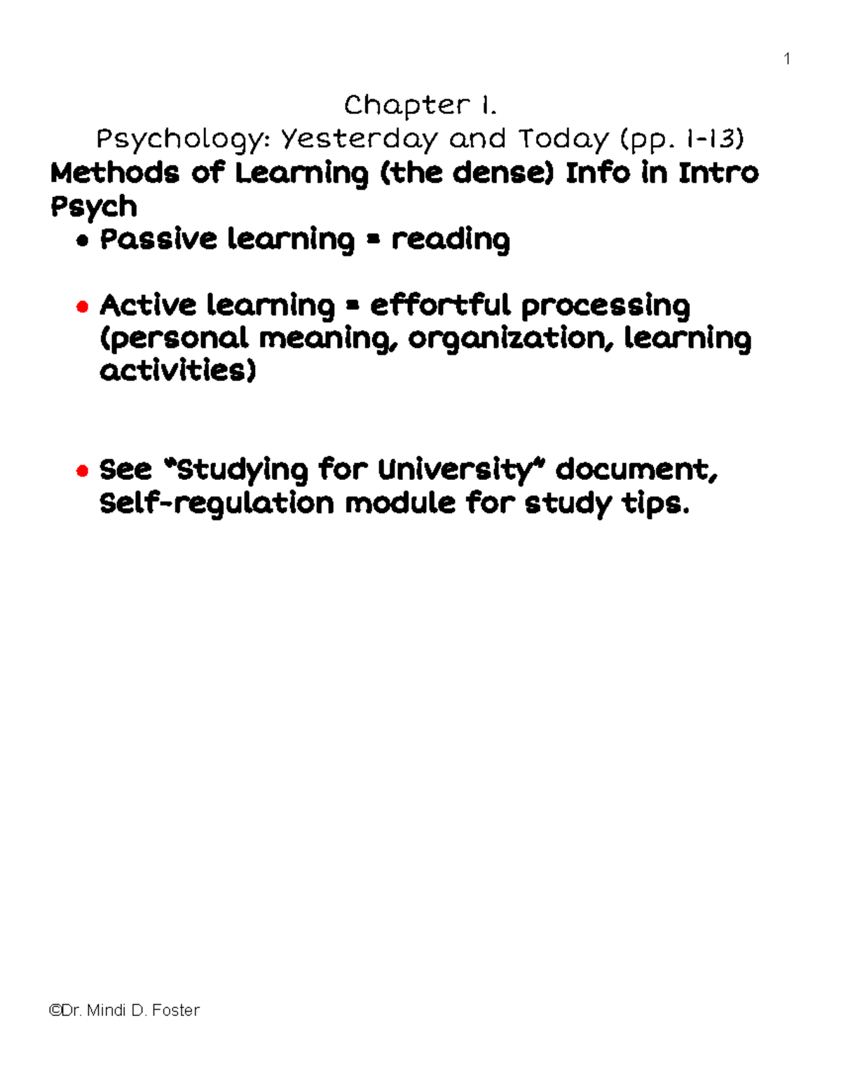 PSY101: Chapter 1 - Psychology: Yesterday and Today Lecture Notes - Studocu