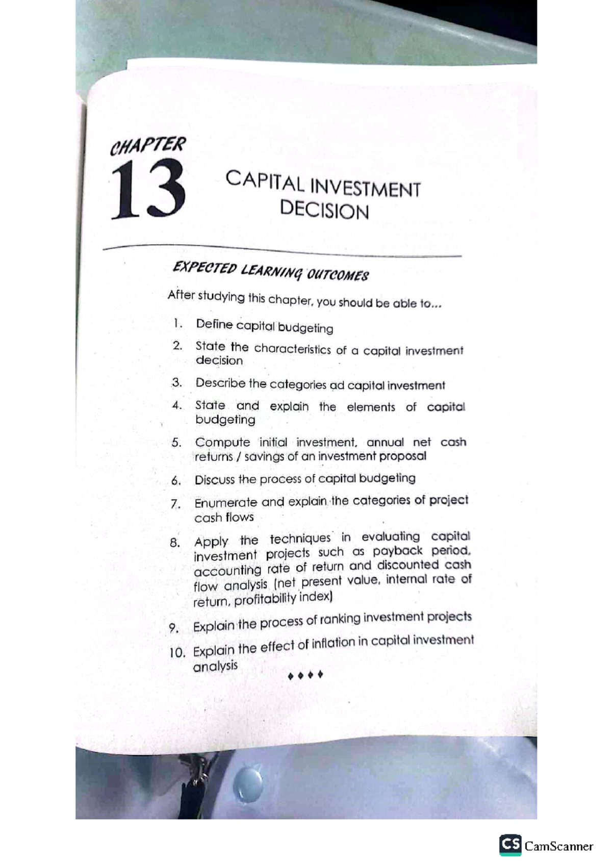 CHAPTER 13: CAPITAL INVESTMENT DECISIONS - LEARNING OUTCOMES & ANALYSIS ...