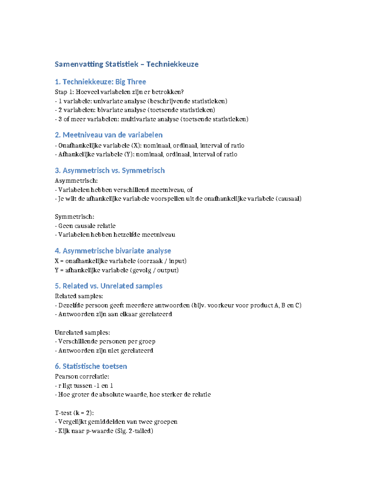 Samenvatting Statistiek Techniekkeuze 1: Analyse en Toetsing - Studeersnel