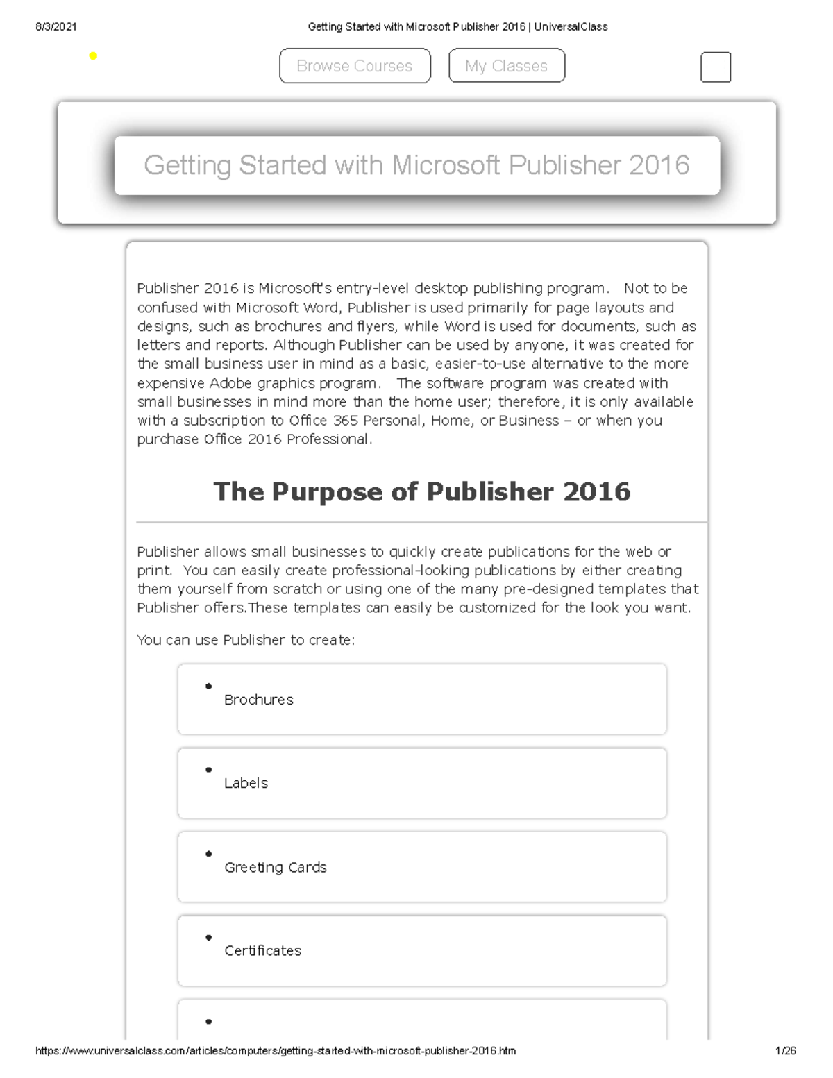 Microsoft Publisher Labels