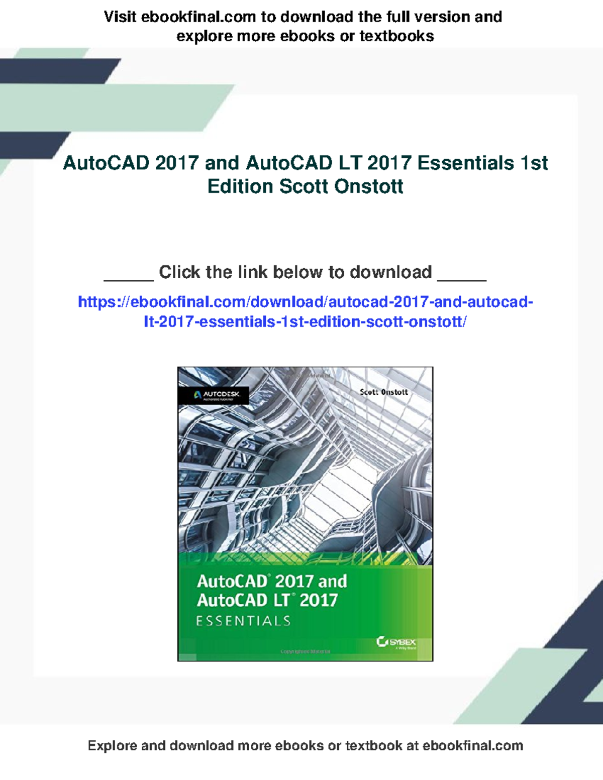 AutoCAD 2017 & LT 2017 Essentials - Study Guide & Resources - Studocu