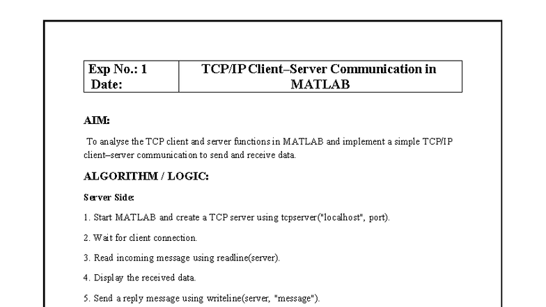 MATLAB Communication and Simulation Experiments (Exp No. 1-4) - Studocu