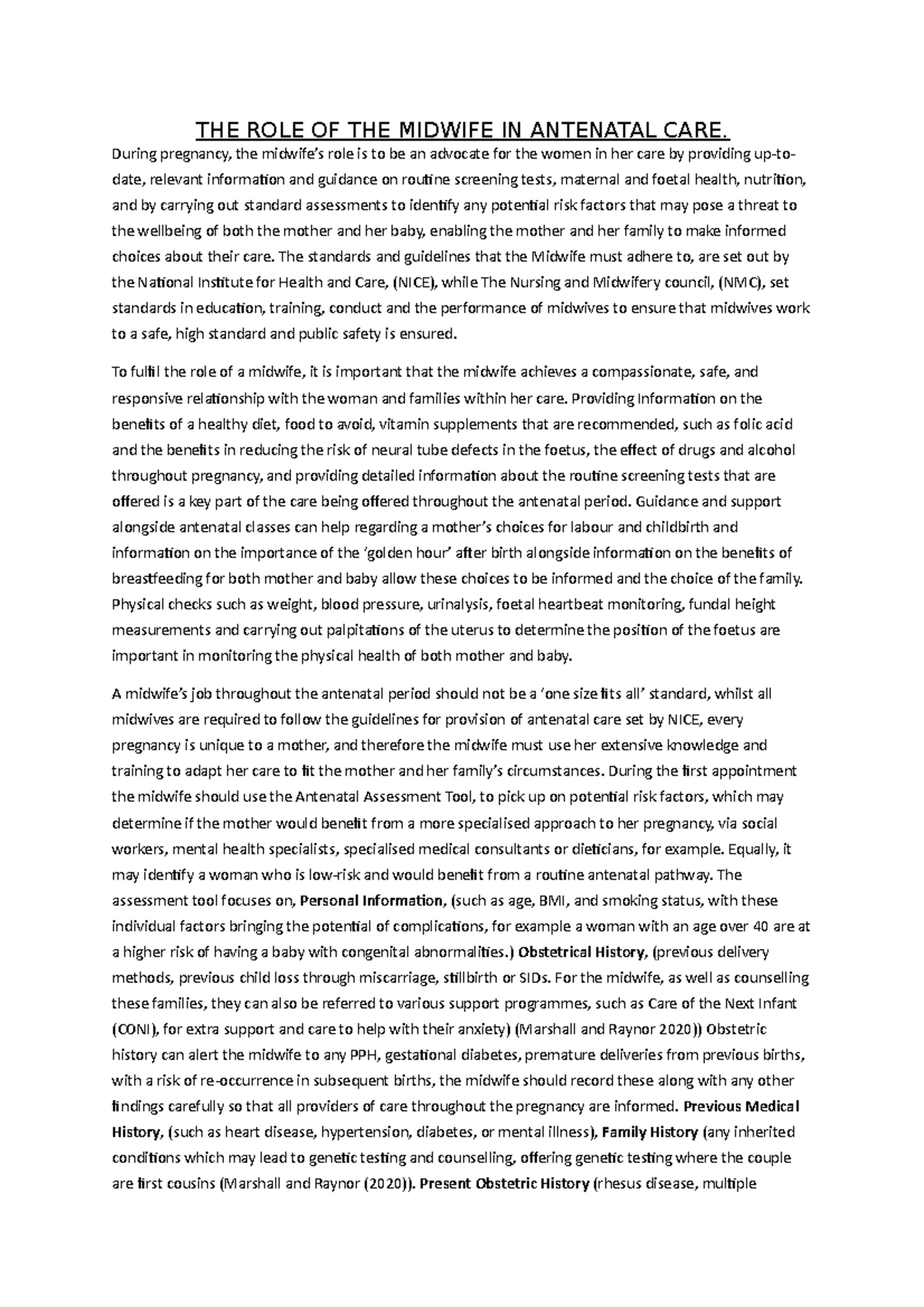 Unit 14 - Understanding the Midwife's Role in Postnatal Care - Studocu