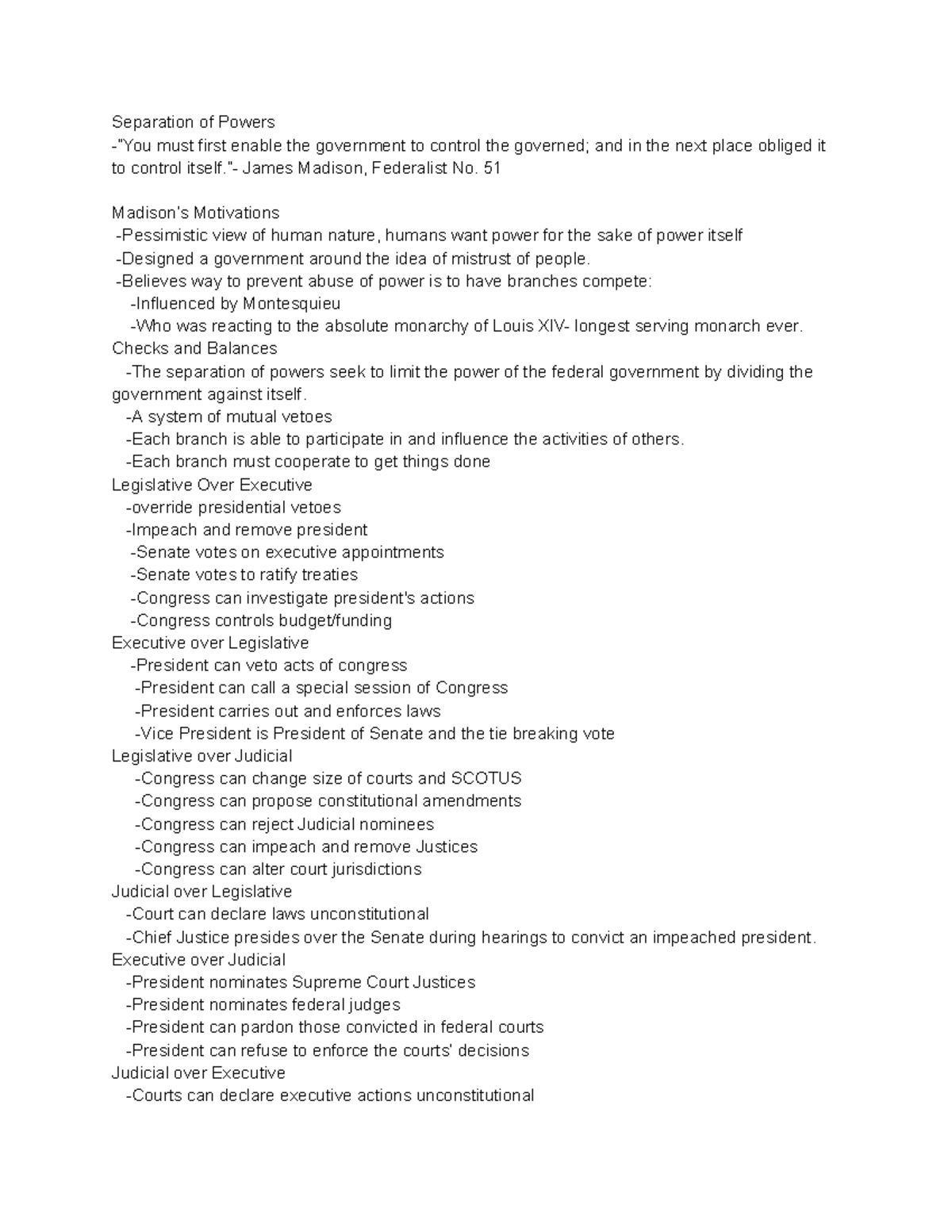 American Government (Course Code) - Separation of Powers Overview ...