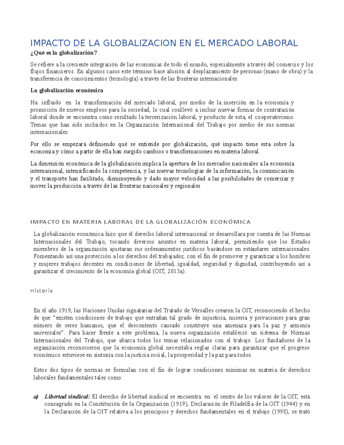 Impacto DE LA Globalizacion EN EL Mercado Laboral - IMPACTO DE LA ...