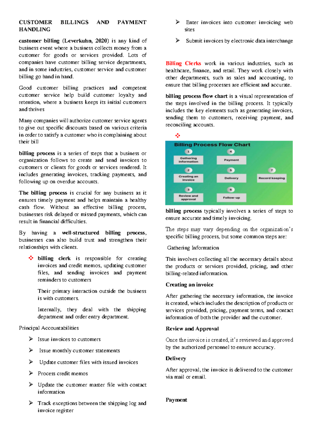 PAYMENT PROCESS AND CUSTOMER BILLING STRATEGIES (FIN 2020) - Studocu