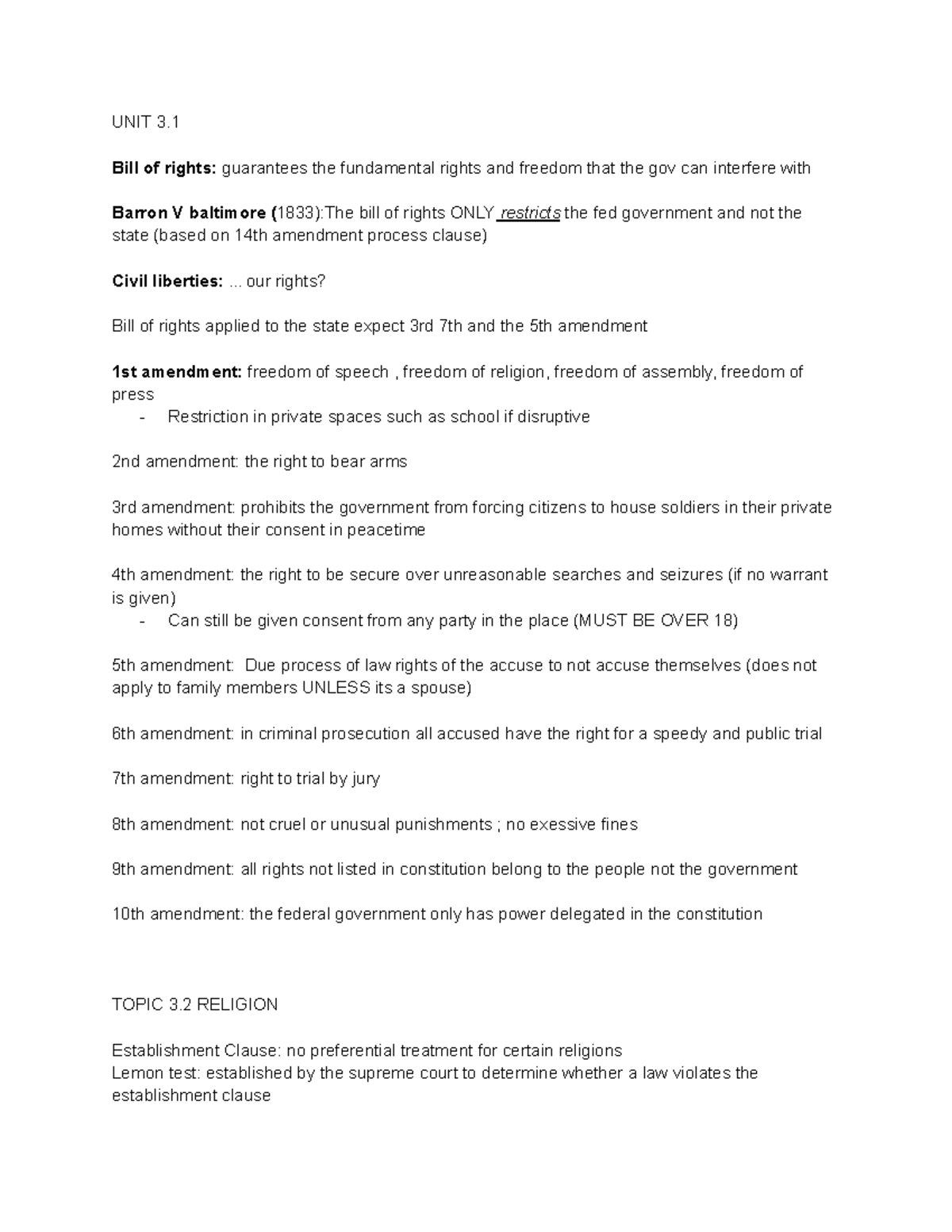Constitutional Rights: Amendments & Landmark Cases Analysis (CIV 101 ...