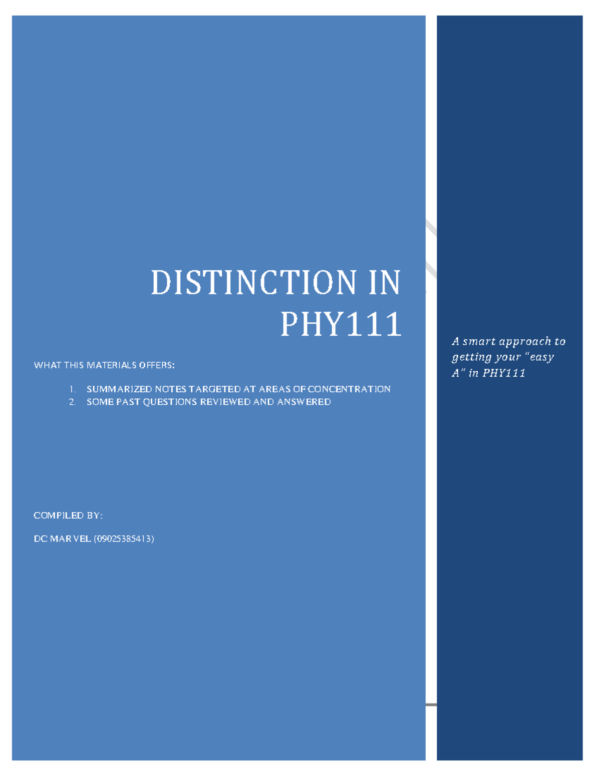 PHY111 - Practice Questions and Notes for Physics Mastery - Studocu