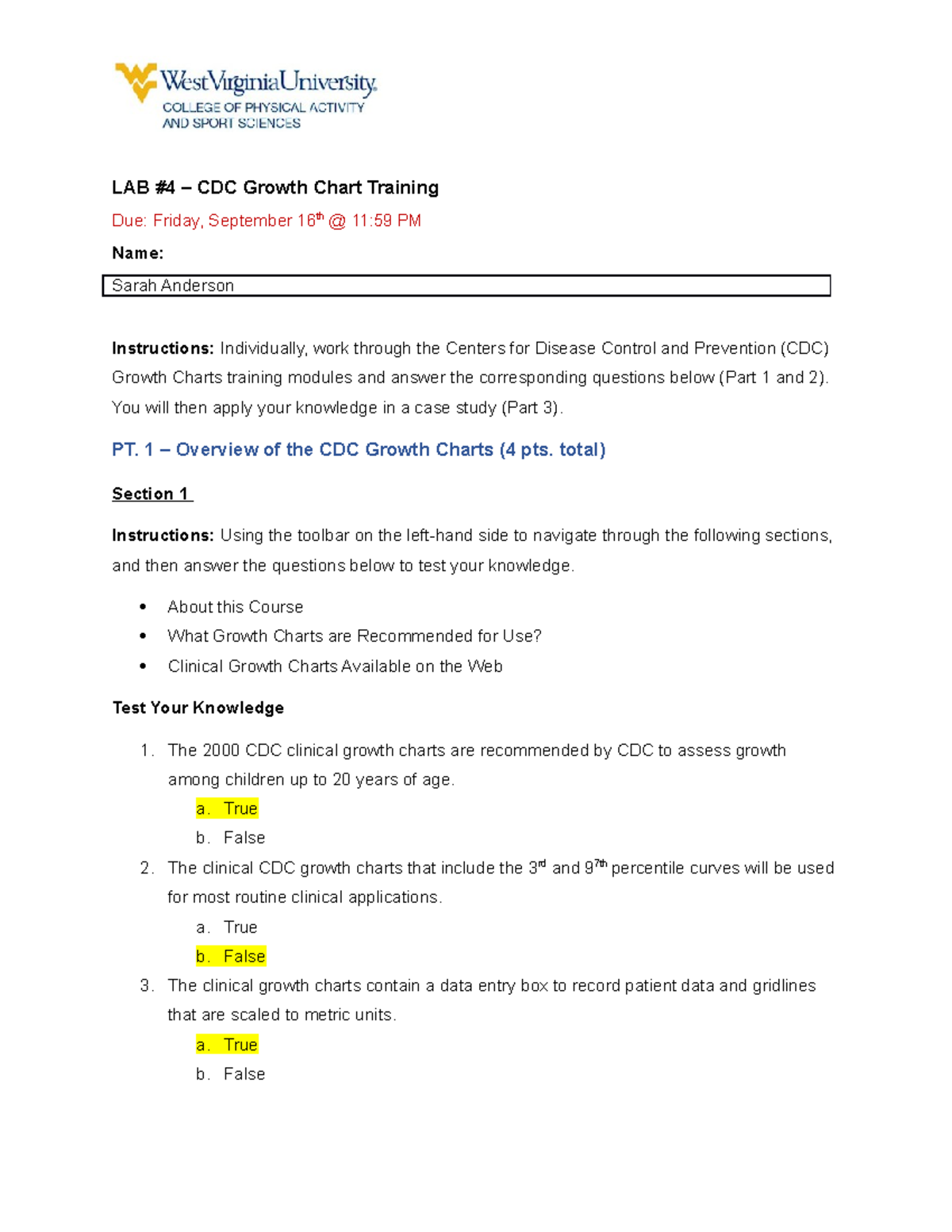 BIO 102 LAB 4 - Training on CDC Growth Charts and Applications - Studocu
