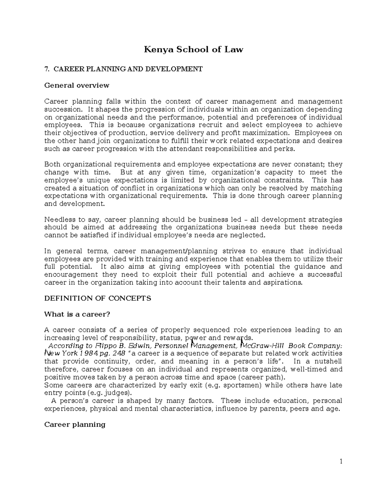 7 Career Planning and Development - Kenya School of Law 7. CAREER ...