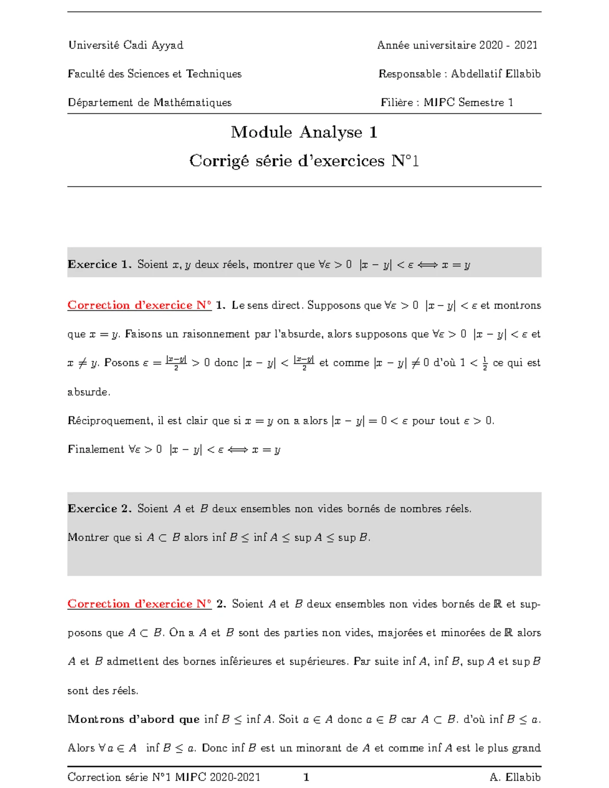 Correction TP1 - maths info - Corrections des exercices du TP n° Infos ...