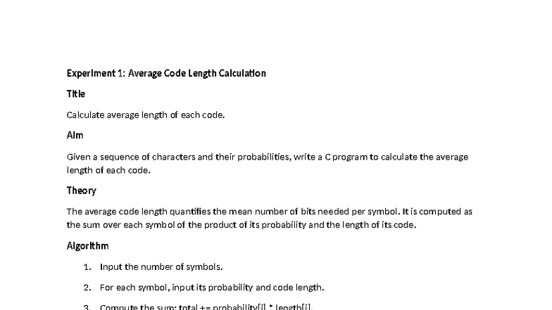 Dc prac - PRACTICAL MATERIAL: C Programs for Compression Algorithms ...