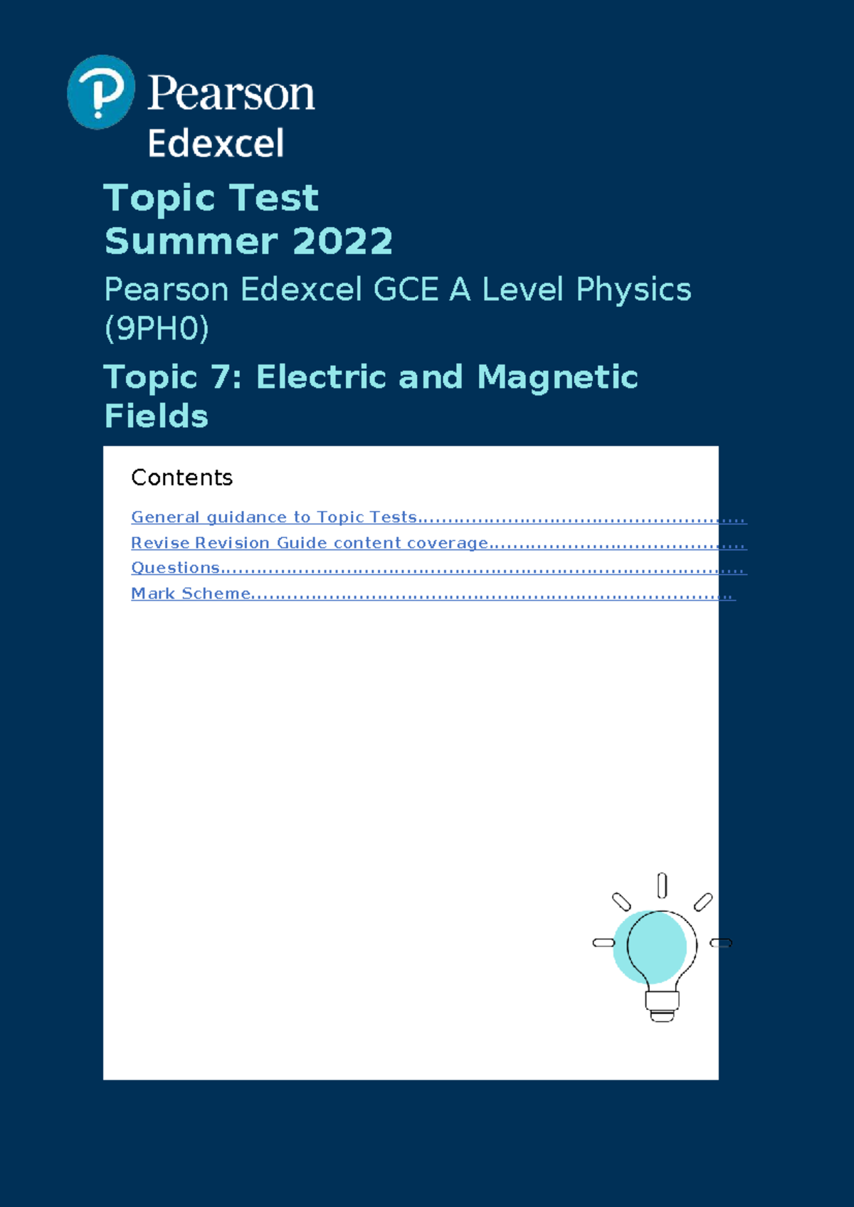 GCE A Level Physics (9PH0) Topic Test 7: Electric & Magnetic Fields ...