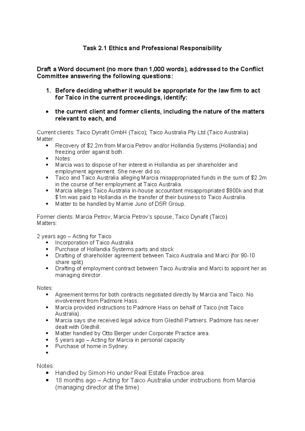 Ethics and Professional Responsibility - Task 2.1 Analysis and ...