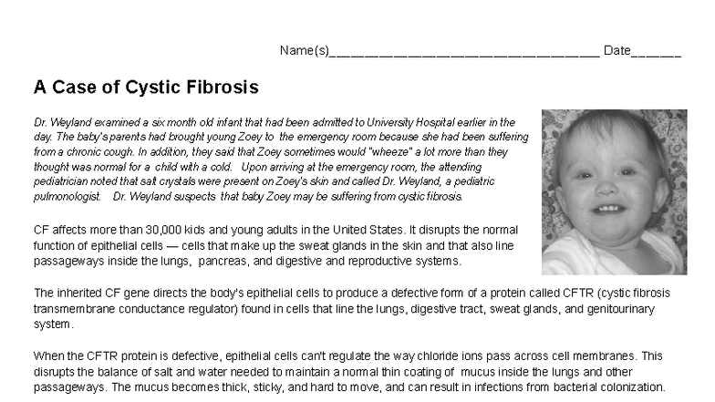 Cystic Fibrosis Case Study: Insights and Treatment Options - Studocu