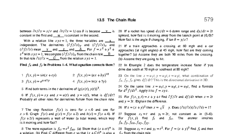 Calculus 579 CH13 Part 12 - Chain Rule and Partial Derivatives Summary ...