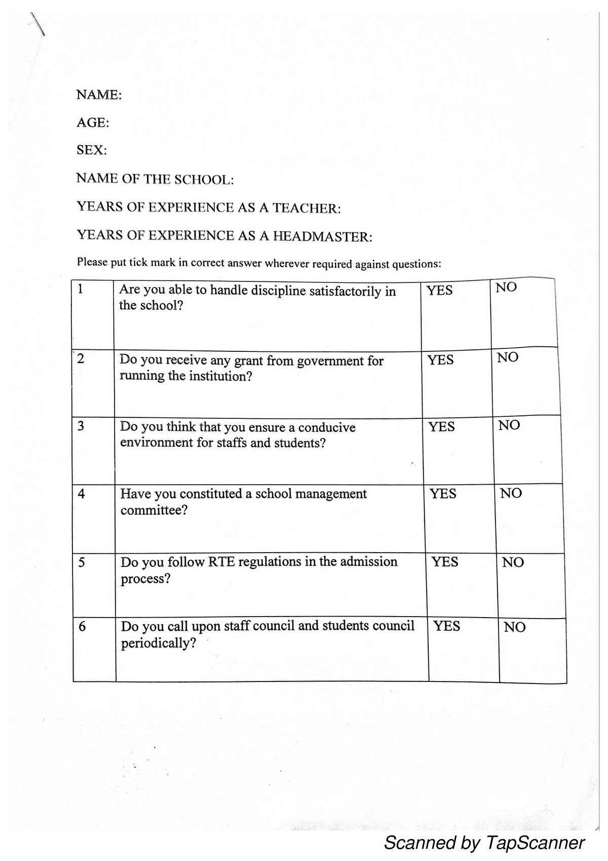 Teacher Experience Survey Questionnaire - Tap Scanner 27-12-2024 - Studocu