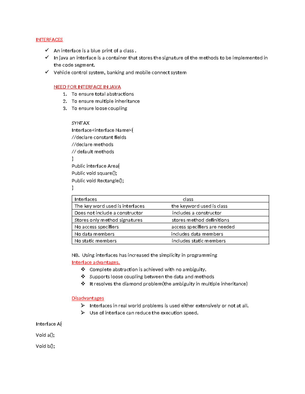 Interfaces - Lecture Note on Java Concepts and Usage - Studocu