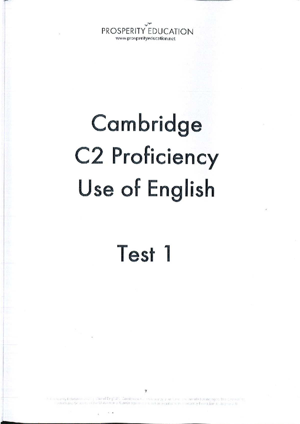 Cambridge C2 Proficiency Use of English Test 1 Study Guide - Studocu