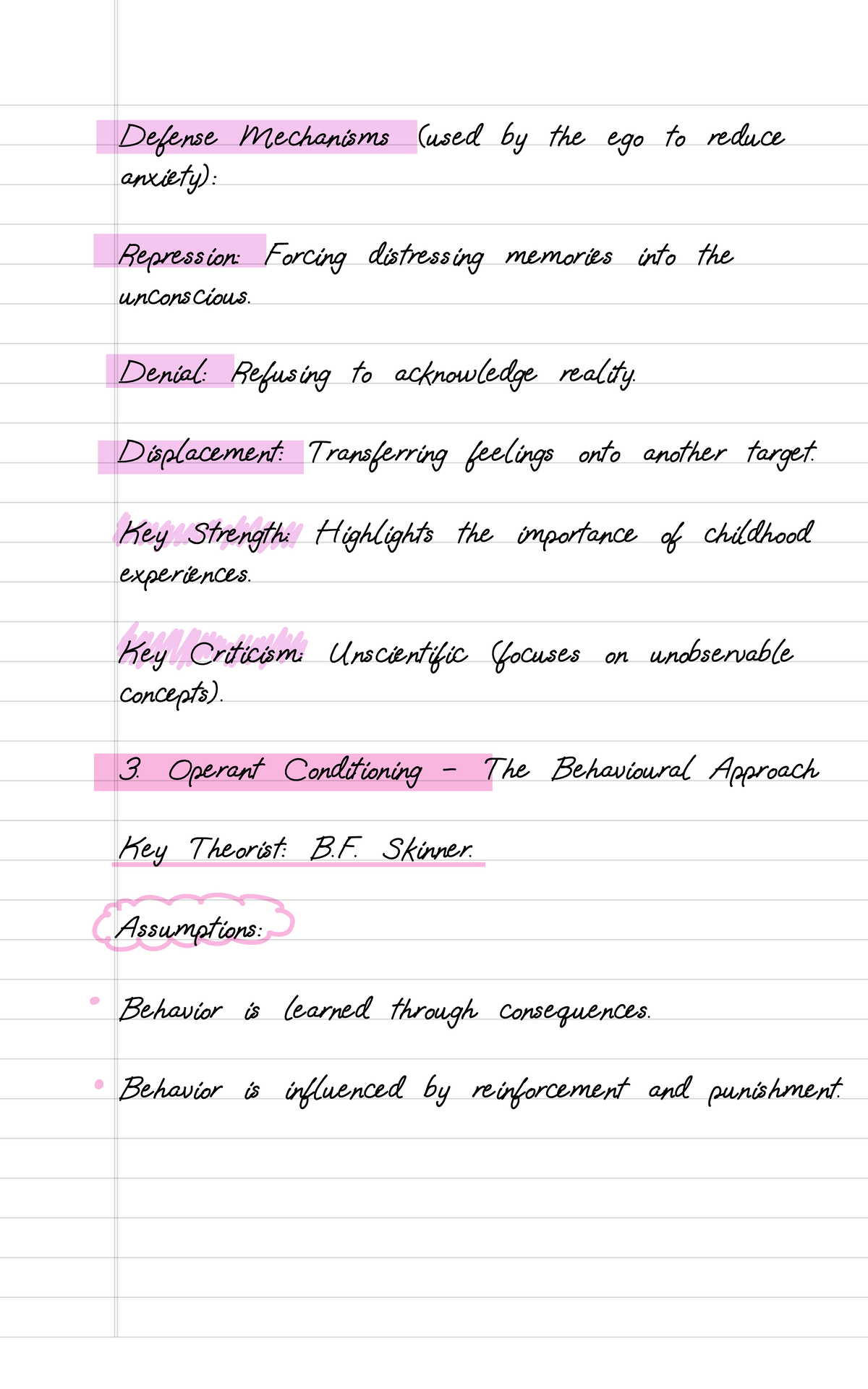 Midterm Exam Review Notes for Course ABC123 - Defense Mechanisms (used ...