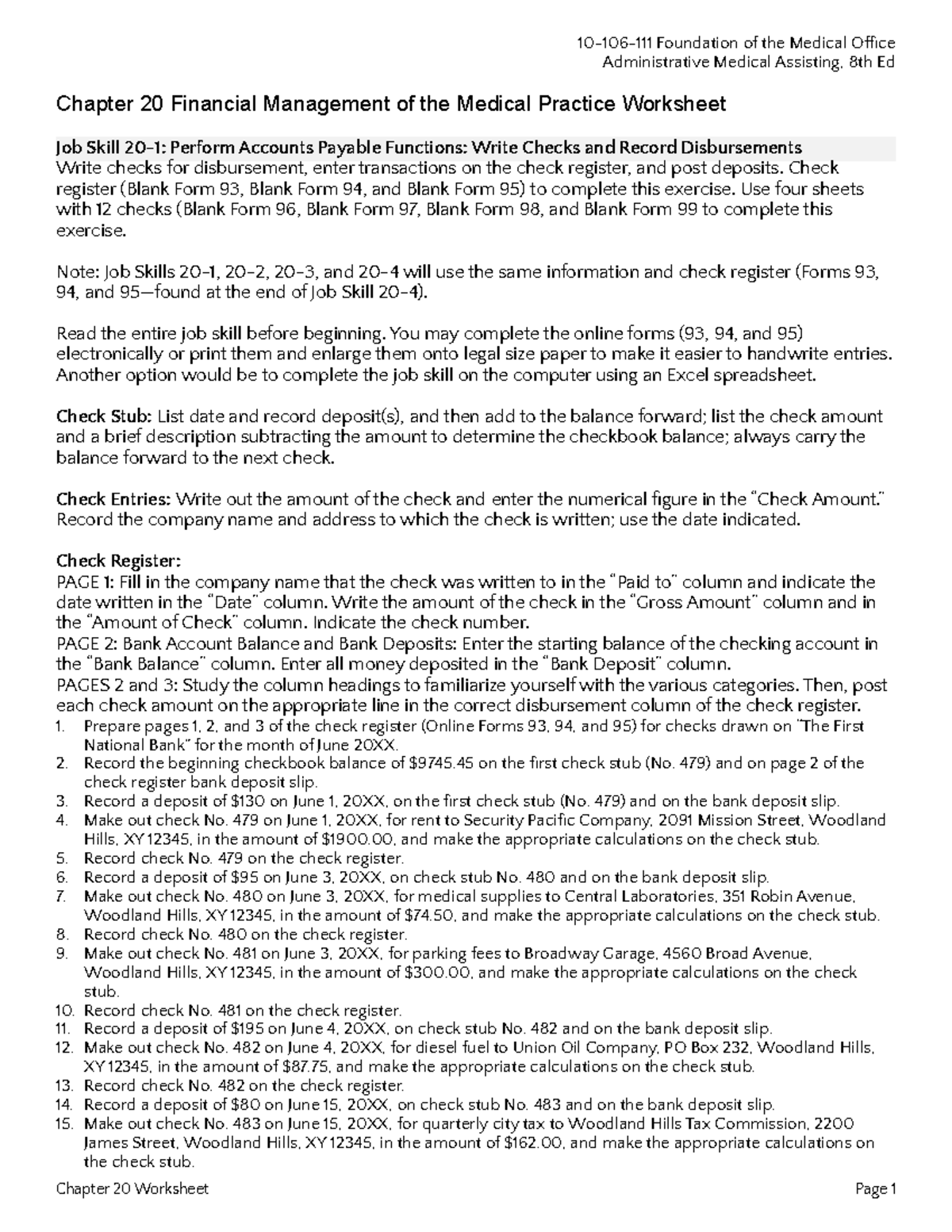 Chapter 20 Worksheet Christianson - Administrative Medical Assisting ...