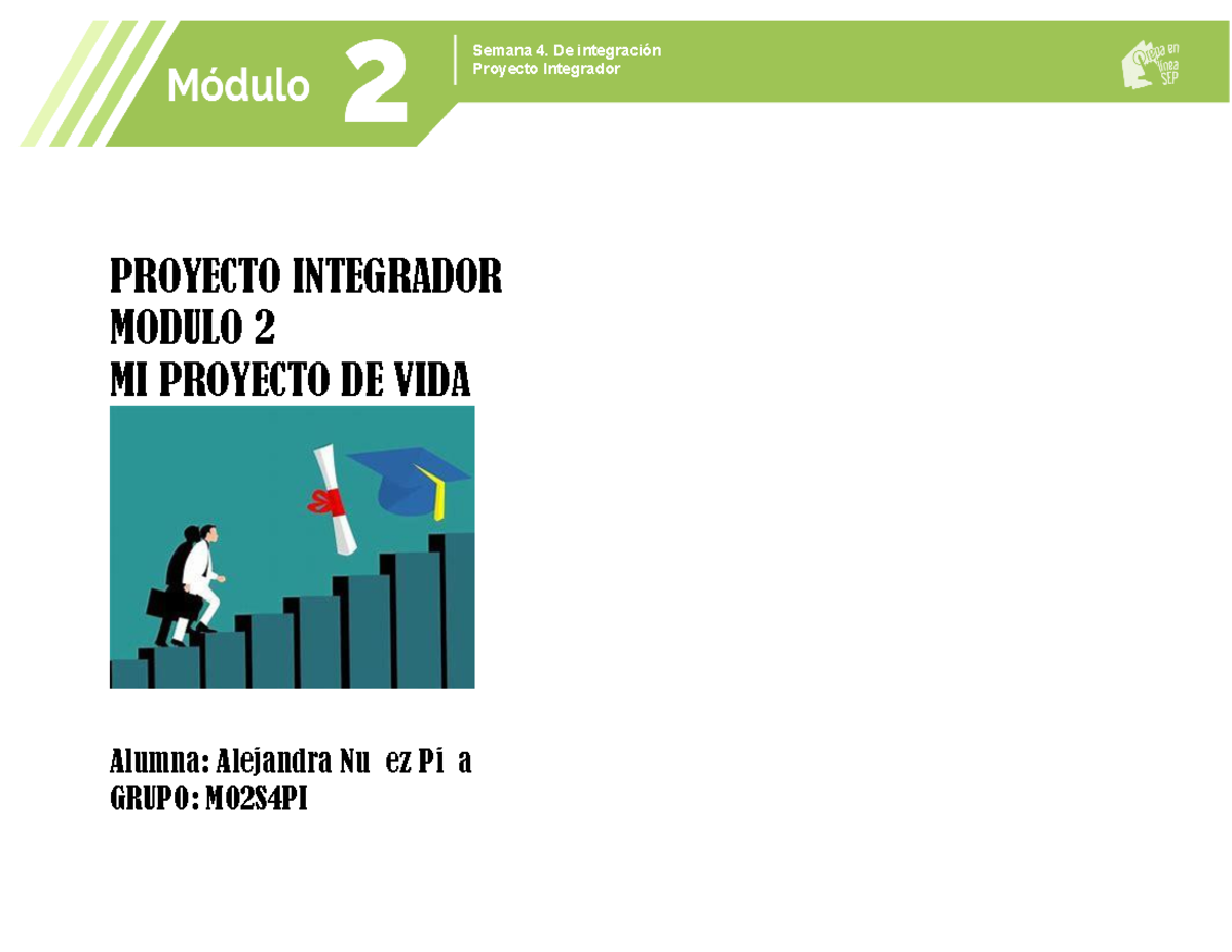 Proyecto Integrador Módulo 2: Mi Proyecto de Vida - Semana 4 - Studocu