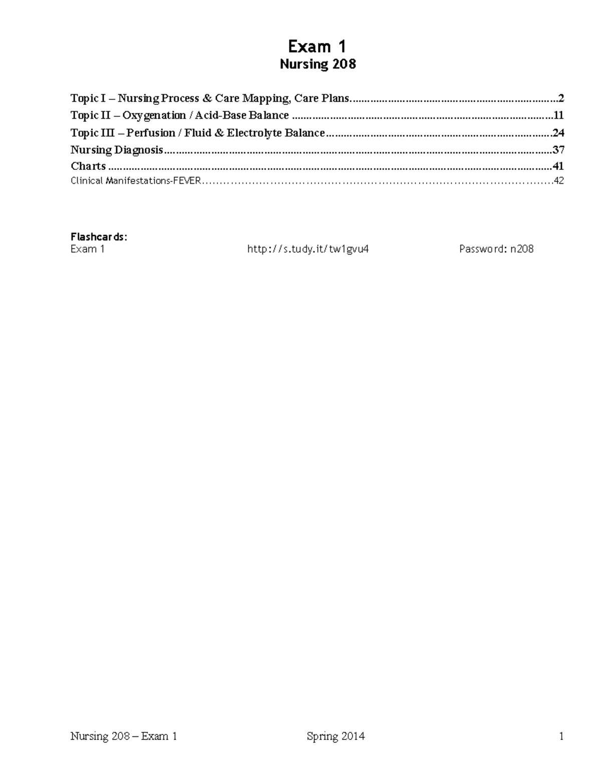 NURS 208 - Exam 1 - susan randal as professor, updated in 2022 ...