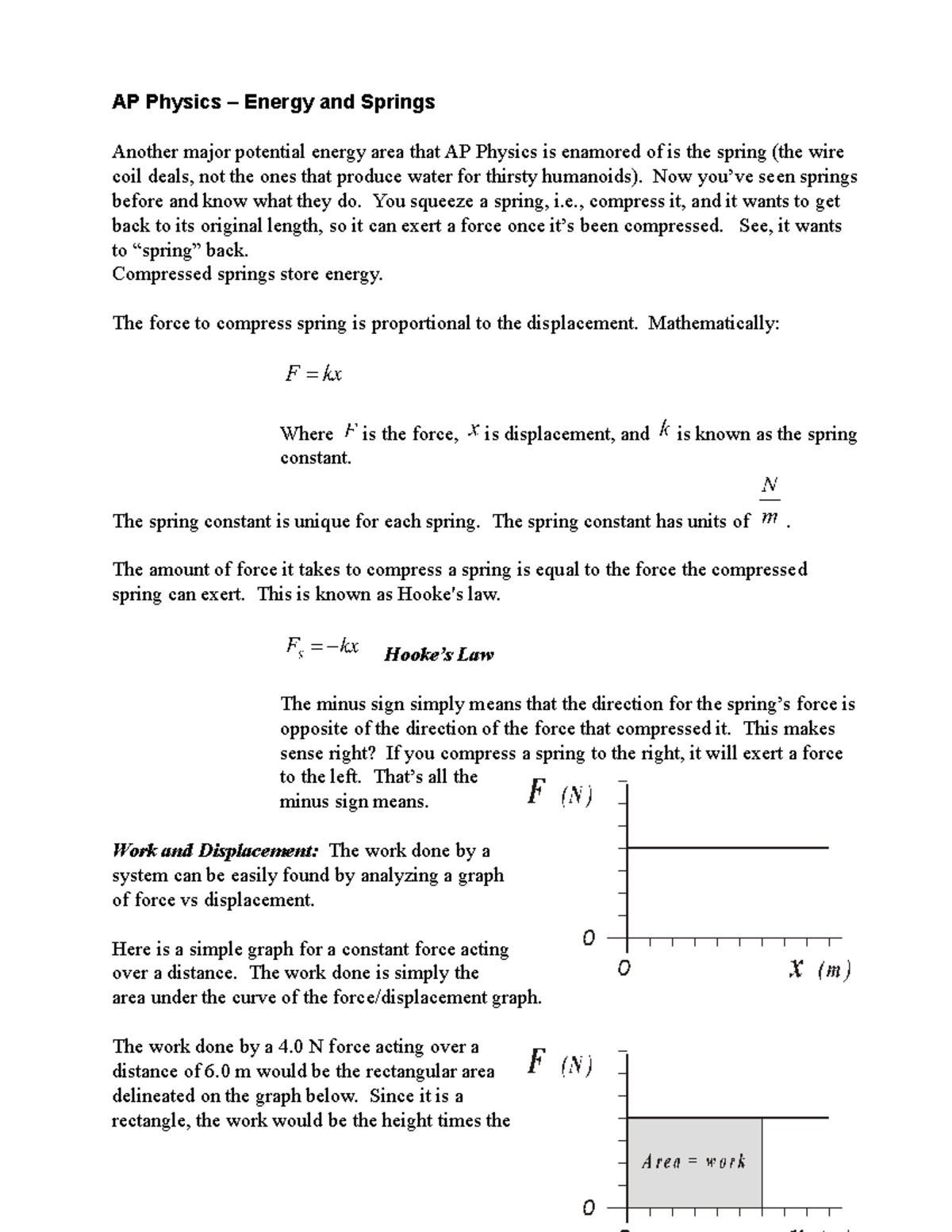 AP Physics - Energy and Springs Handout - Studocu