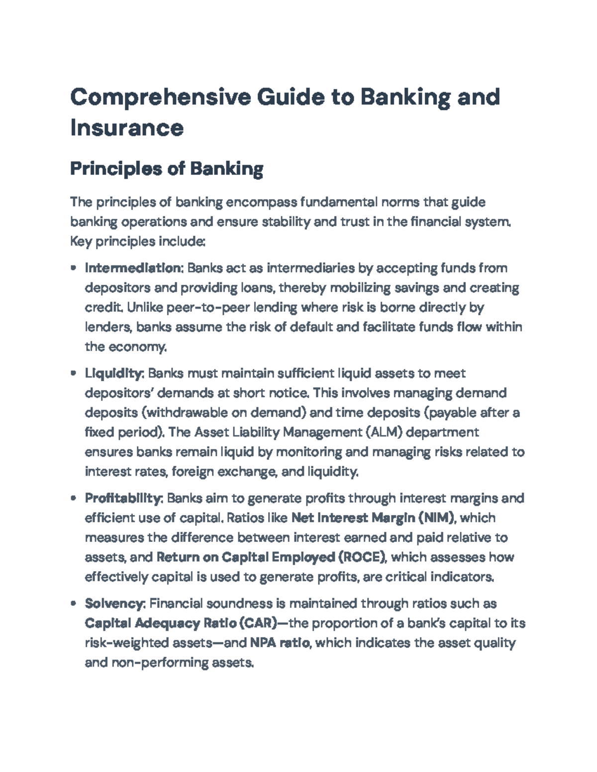 Comprehensive Guide to Banking Principles - Course Code: FIN101 ...