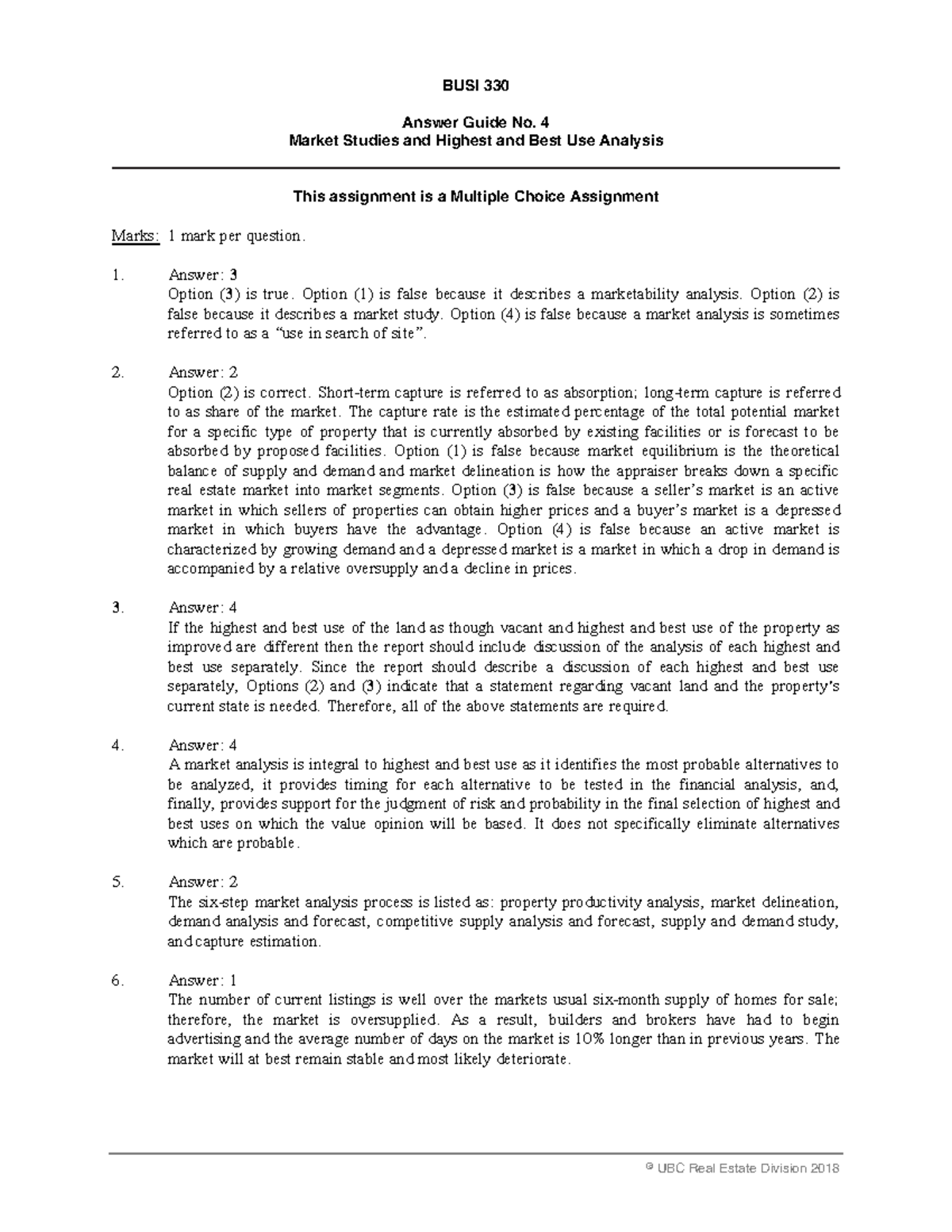 BUSI 330 Assignment 4 Answer Guide: Market Studies & Analysis - Studocu