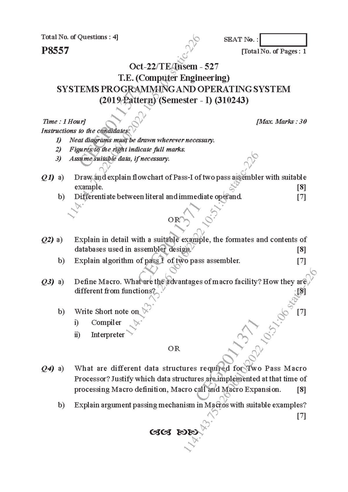 Systems Programming and Operating Systems Insem - TE 310243 - Studocu