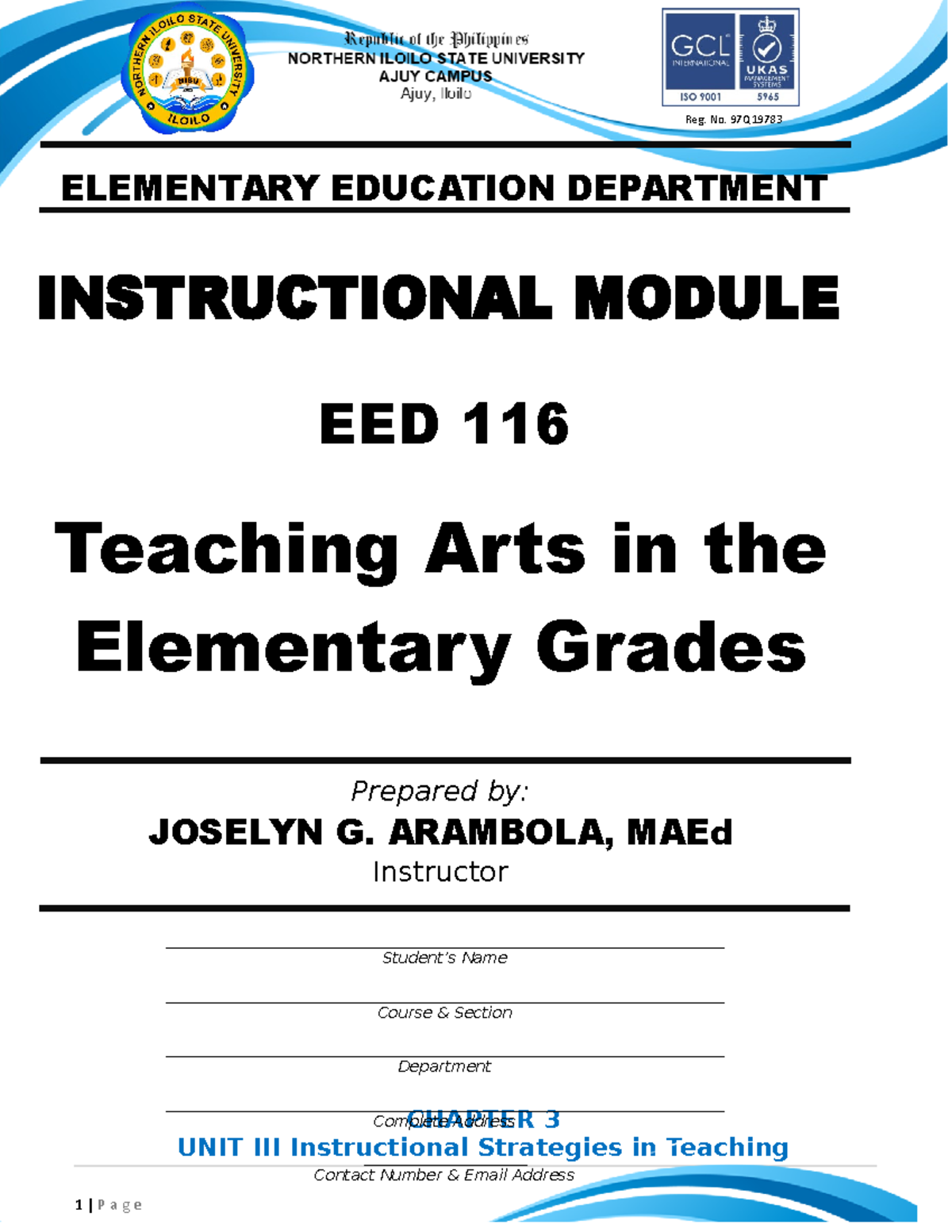 EED-116-Module-10-Instructional-Strategies-in-Visual-Arts - Studocu