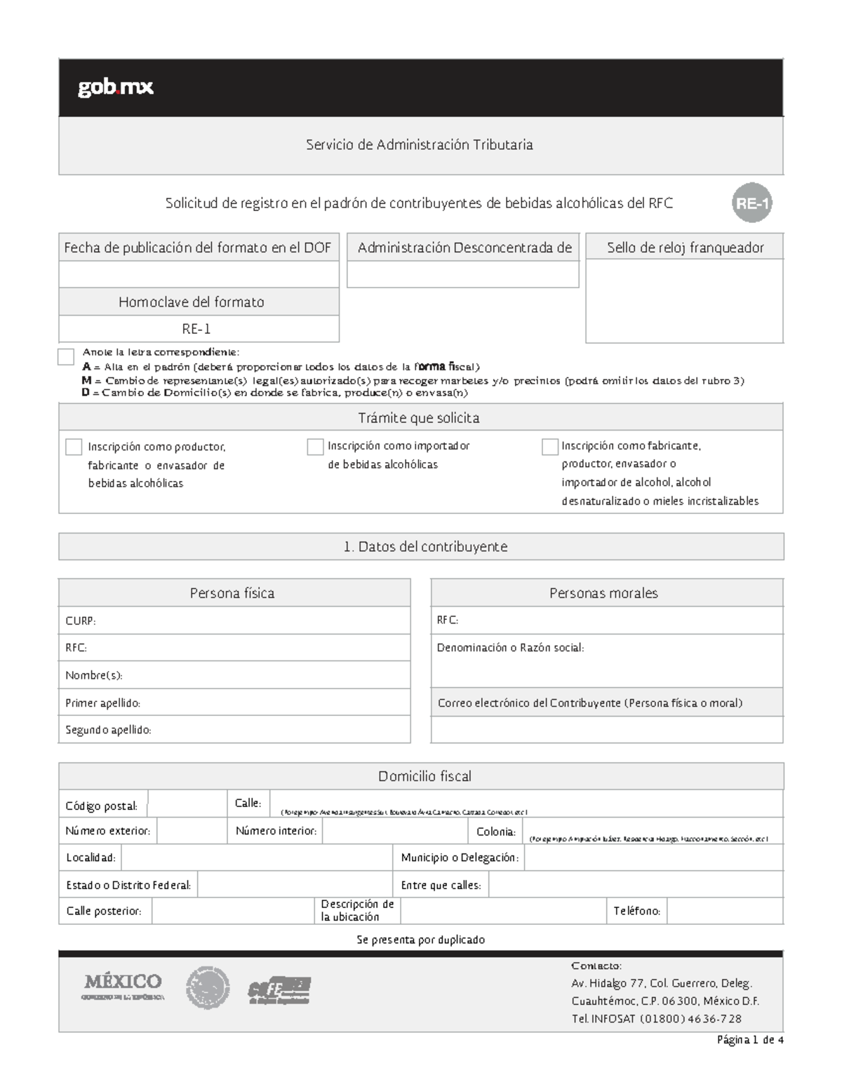 RE-1 formato del sat - derecho juridico - UNICACH - Studocu