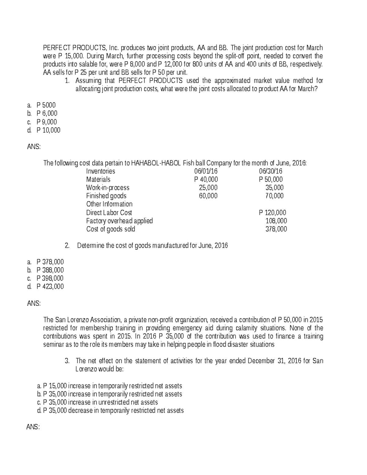 AFAR - Joint Products Cost Allocation and Financial Analysis Notes ...