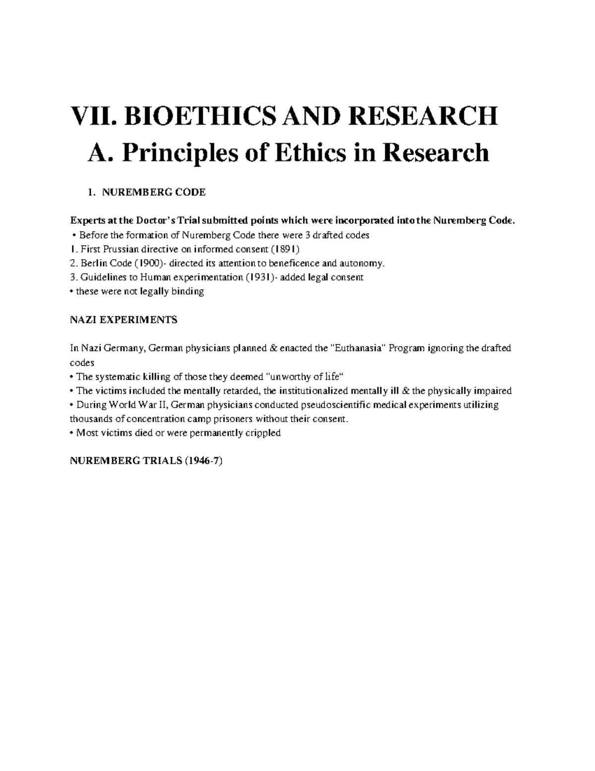 Bioethics in Research: Principles, Codes, & Ethical Issues in EBP - Studocu