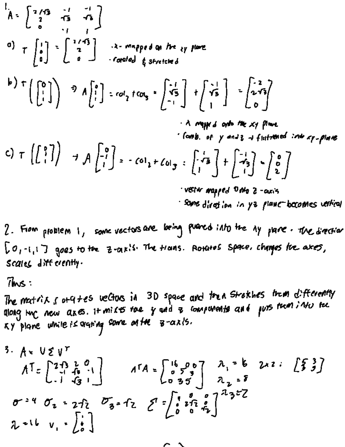 Exploration 12: Matrix Transformations in 3D Space - Studocu