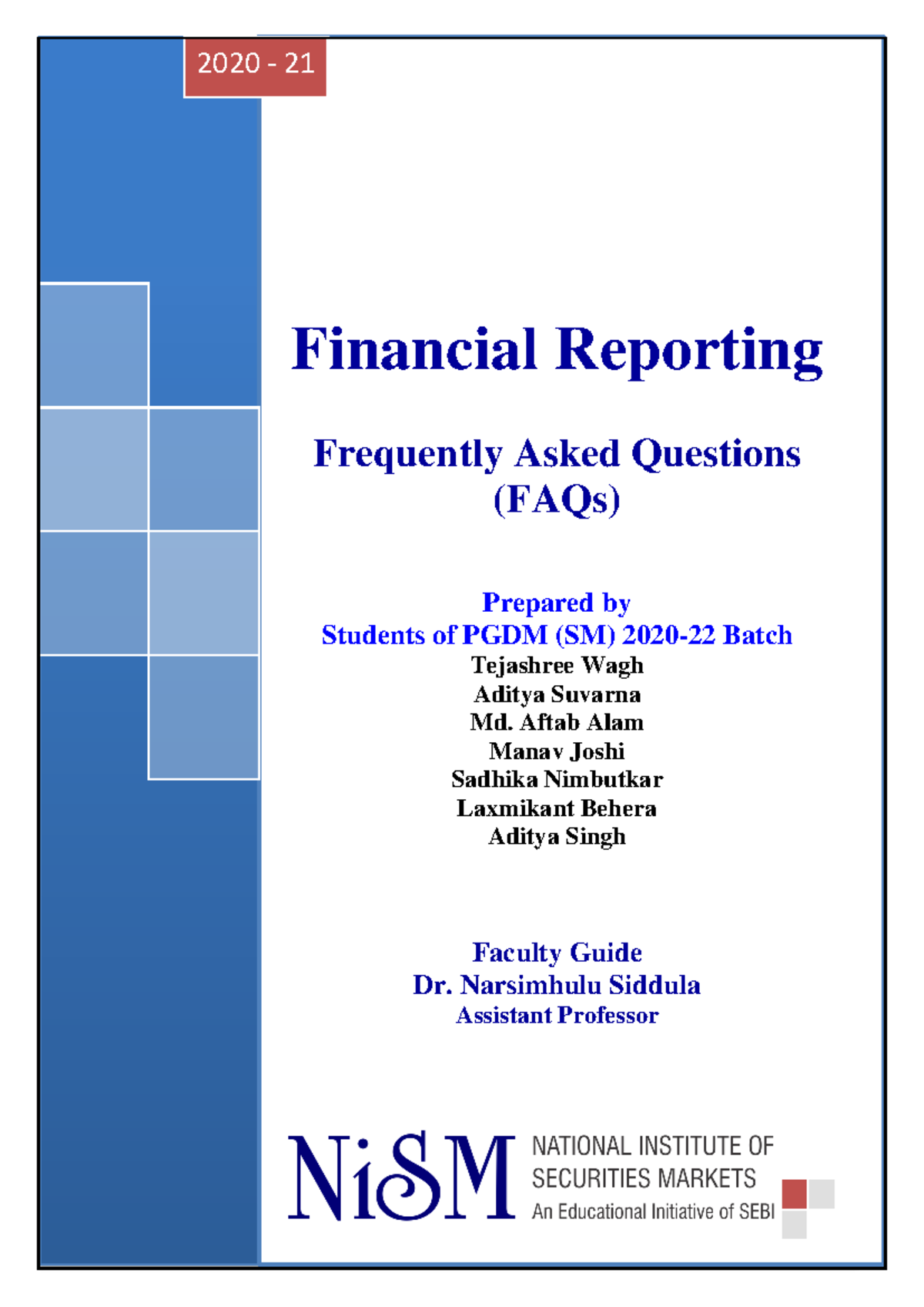 Financial Reporting (FR) FAQs - PGDM (SM) Batch Insights - Studocu